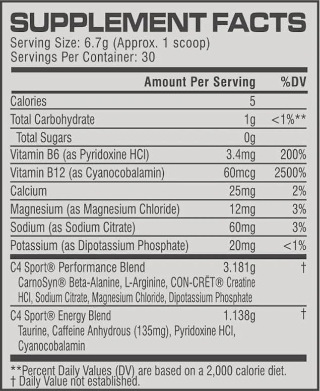 C4 SPORT PRE WORKOUT 30 SERV BLUE RASPBERRY