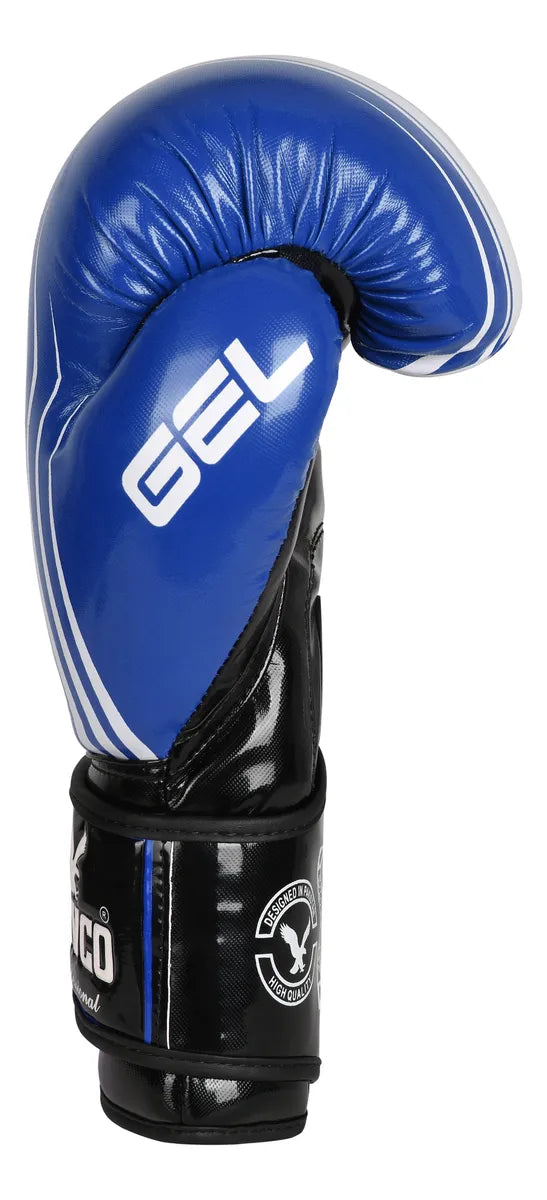 GUANTE DE BOX JAVCO- KICKBOXING-MUAY THAI AZUL R.BLANCA