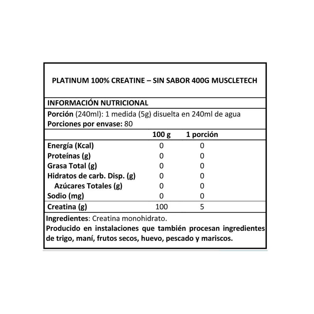 MUSCLETECH PLATINUM 100% CREATINA 400GR
