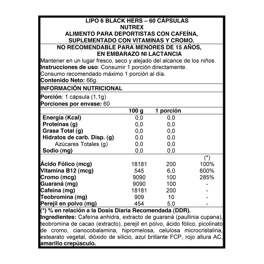 NUTREX LIPO 6 HERS ULTRA CONCENTRADO 60 CAPSULAS