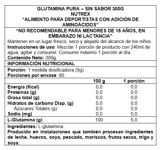 NUTREX GLUTAMINE PURE 300GR. 60SRV