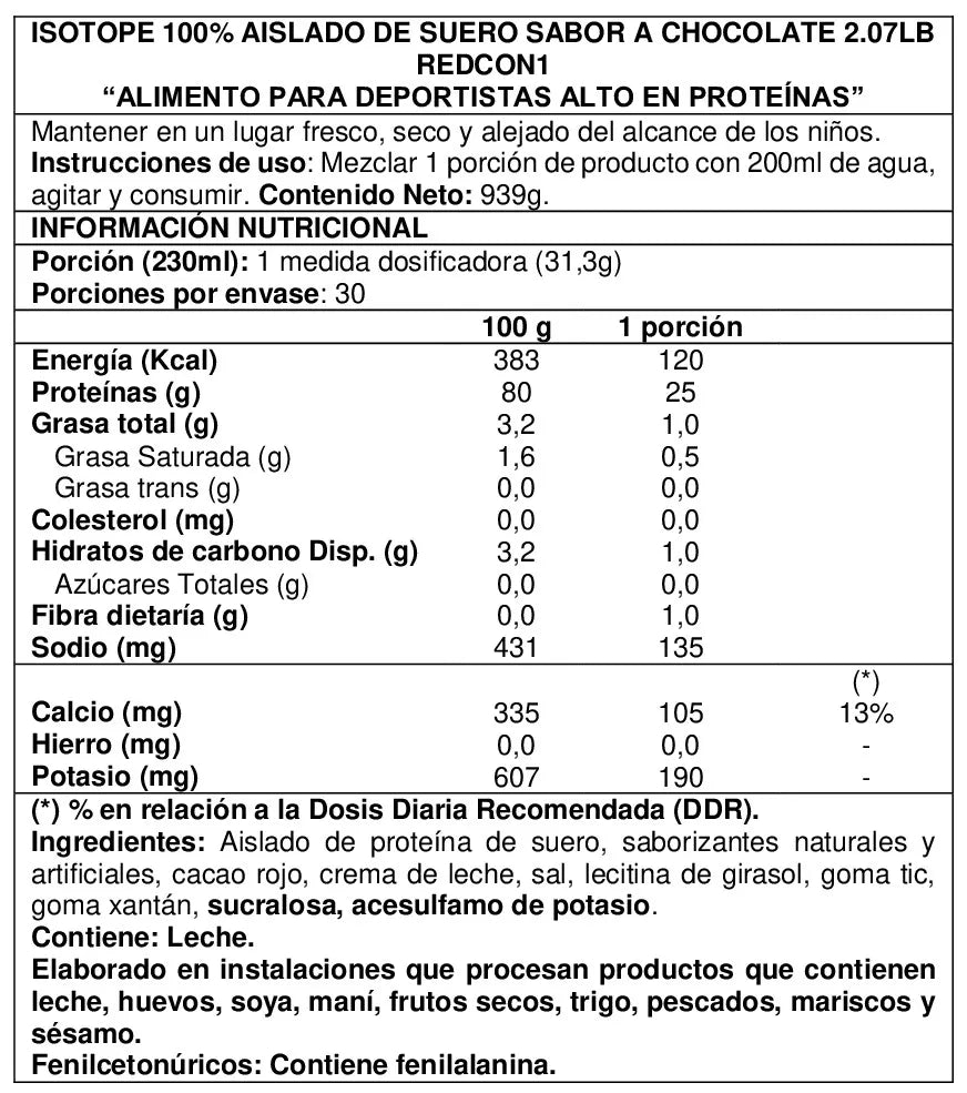 REDCON1 ISOTOPE WHEY PROTEIN 2LB CHOCOLATE