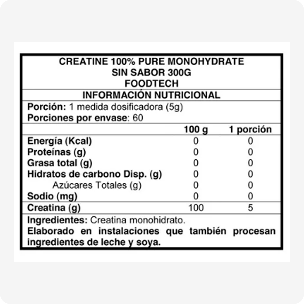 FOODTECH CREATINE 100%PURE MONOHYDRATE 300G PRE.L