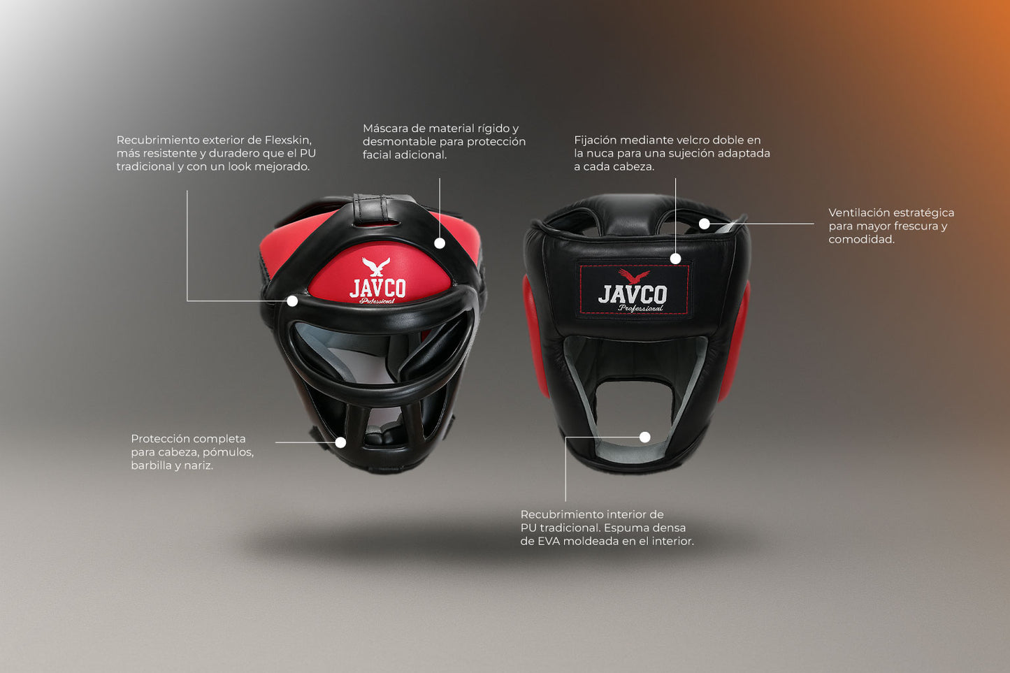 CABEZAL PROTECTOR CON REJILLA JAVCO ROJO NEGRO