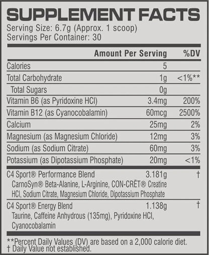 C4 SPORT PRE WORKOUT 30 SERV BLUE RASPBERRY