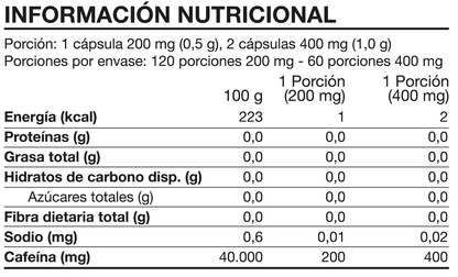 FOODTECH CAFFEINE XTREME PREMIUM LINE 120 CAP.