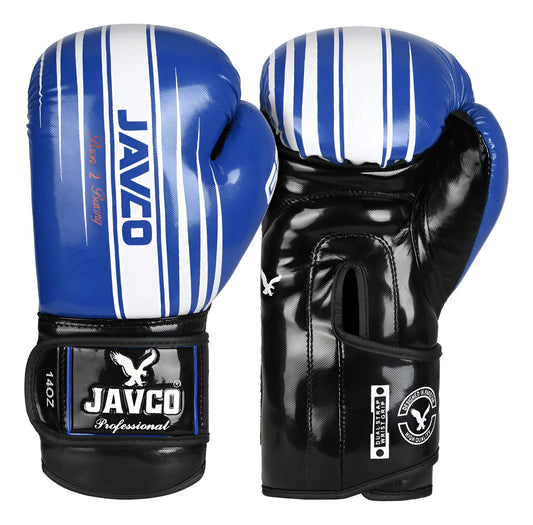 GUANTE DE BOX JAVCO- KICKBOXING-MUAY THAI AZUL R.BLANCA