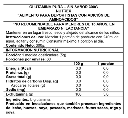 NUTREX GLUTAMINE PURE 300GR. 60SRV