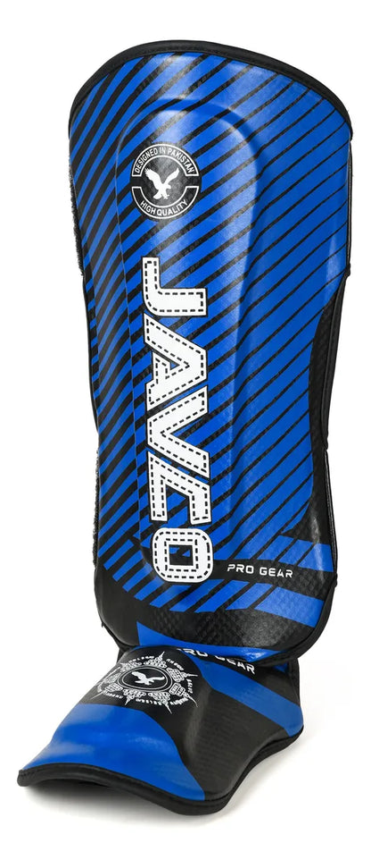 CANILLERA CON EMPEINERA JAVCO KICK BOXING & MUAY THAI AZUL BLANCO