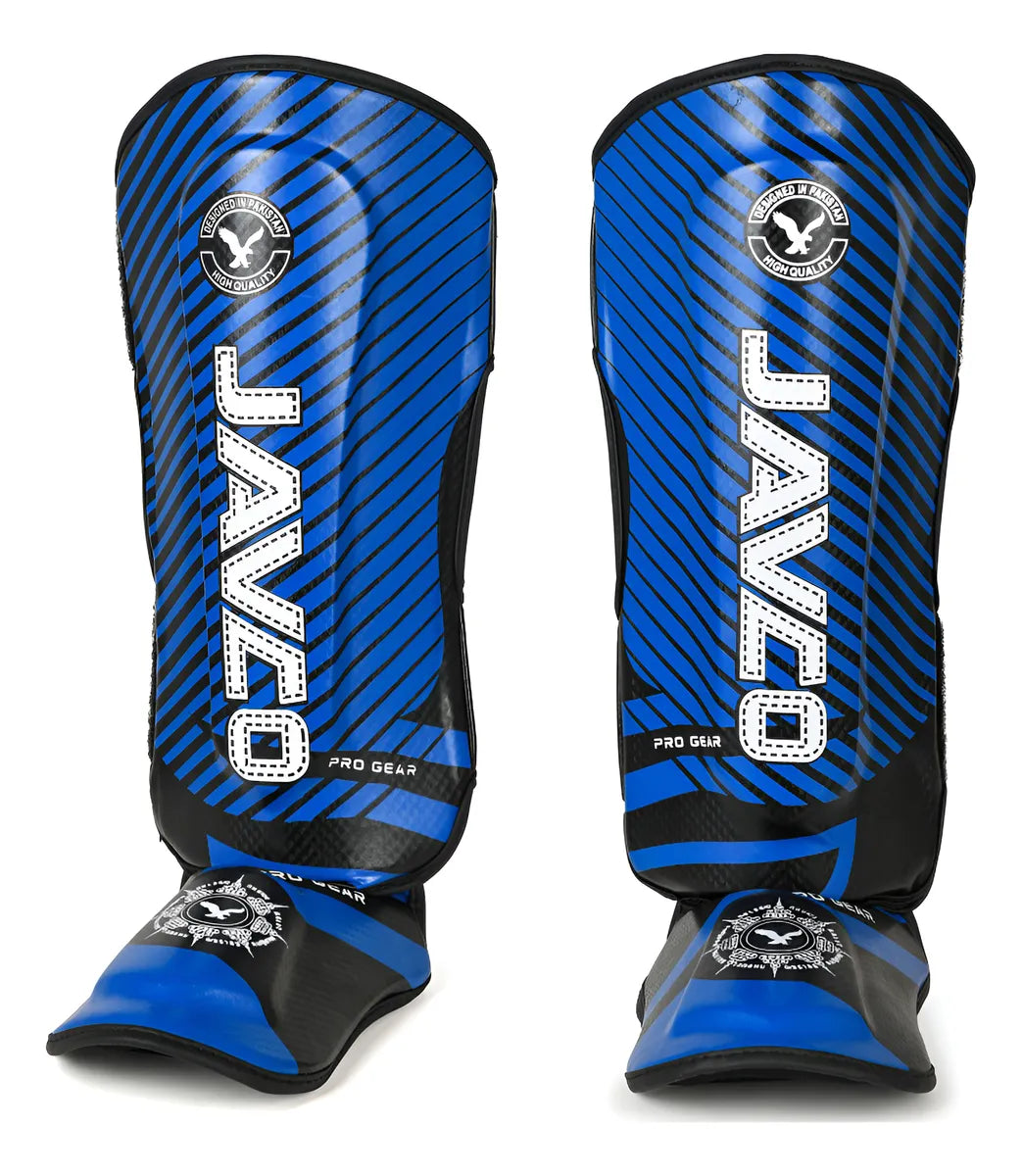 CANILLERA CON EMPEINERA JAVCO KICK BOXING & MUAY THAI AZUL BLANCO