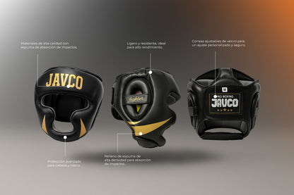 CABEZAL PROTECTOR DE BOXEO JAVCONEGRO DORADO
