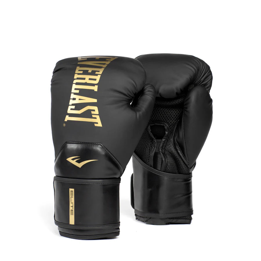 GUANTE BOX EVERLAST 16OZ ELITE 2 NEGRO DORADO