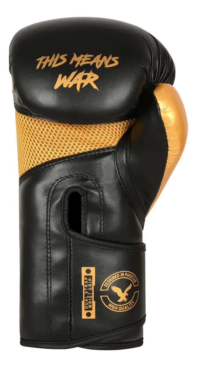 GUANTE DE BOX JAVCO- KICKBOXING-MUAY THAI NEGRO DORADO