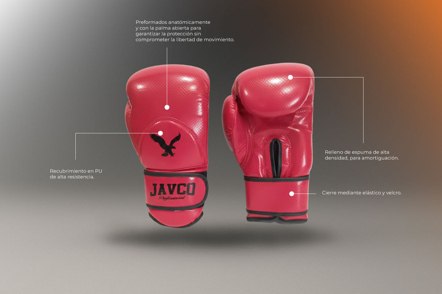 GUANTE DE BOX JAVCO- KICKBOXING-MUAY THAI ROJO
