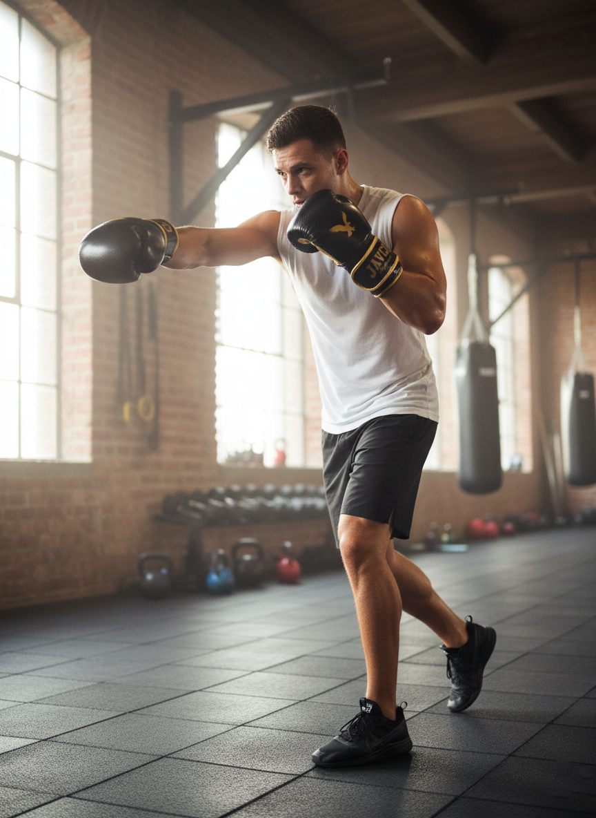 GUANTE DE BOX JAVCO- KICKBOXING-MUAY THAI NEGRO AGUILA DORADA