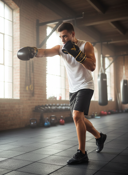 GUANTE DE BOX JAVCO- KICKBOXING-MUAY THAI NEGRO AGUILA DORADA