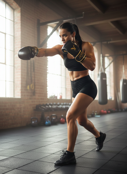 GUANTE DE BOX JAVCO- KICKBOXING-MUAY THAI NEGRO AGUILA DORADA