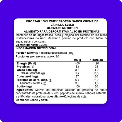 ULTIMATE NUTRITION 100%WHEY PROTEINA 5 LB VAINILLA CREME